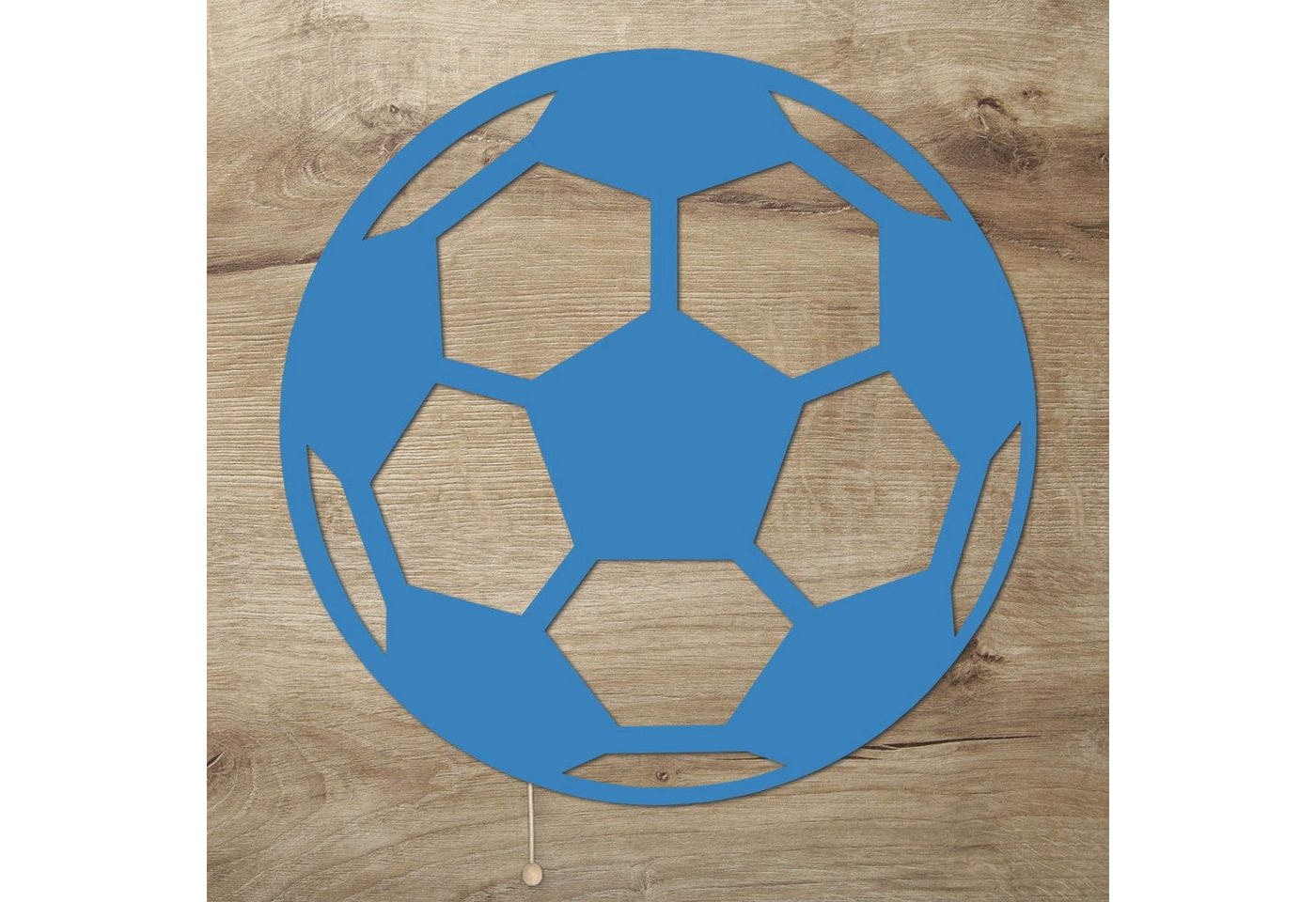 Namofactur LED Dekolicht Fußball - Dekoobjekt aus Holz mit Fussball Motiv - Wand Deko Lampe, Mit Zugschalter, LED fest integriert, Warmweiß, Wanddekoobjekt Wohnzimmer Leuchte batteriebetrieben von Namofactur