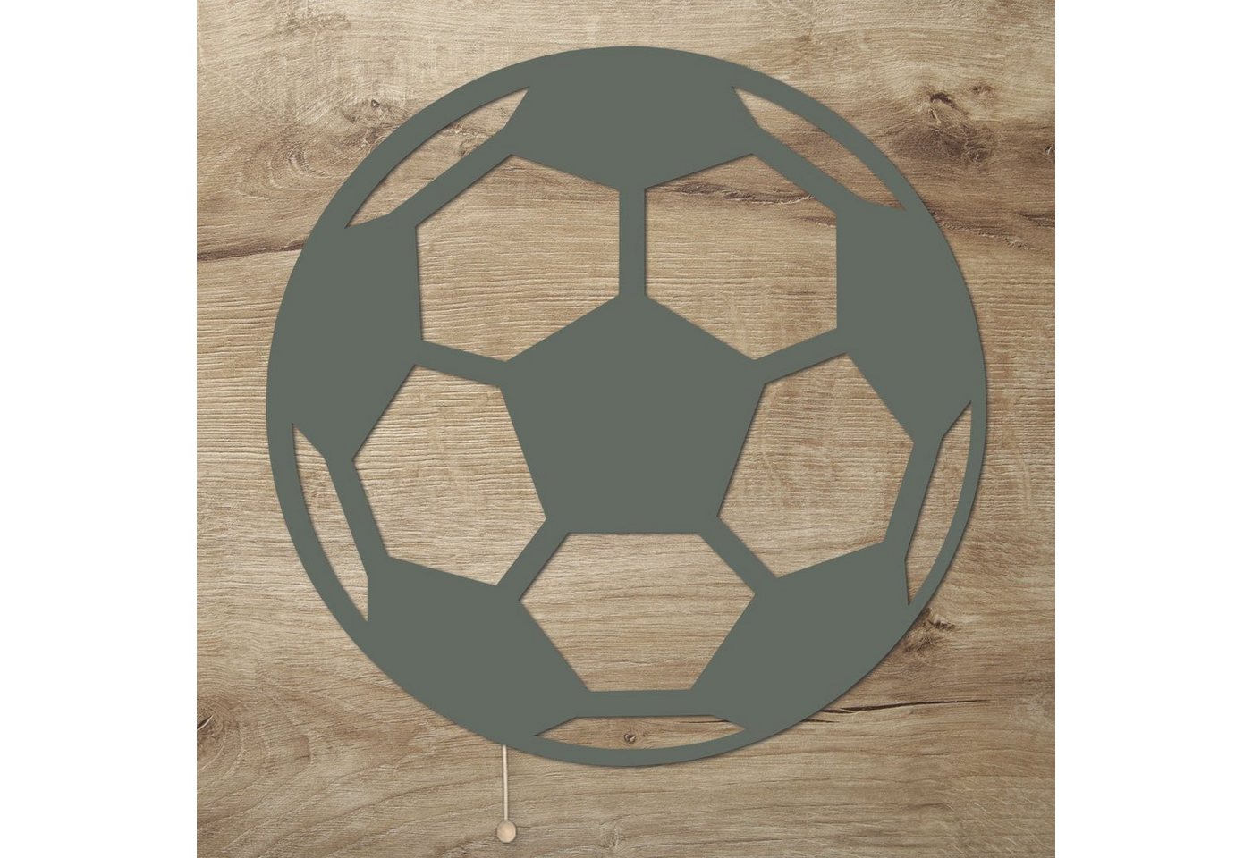 Namofactur LED Dekolicht Fußball - Dekoobjekt aus Holz mit Fussball Motiv - Wand Deko Lampe, Mit Zugschalter, LED fest integriert, Warmweiß, Wanddekoobjekt Wohnzimmer Leuchte batteriebetrieben von Namofactur