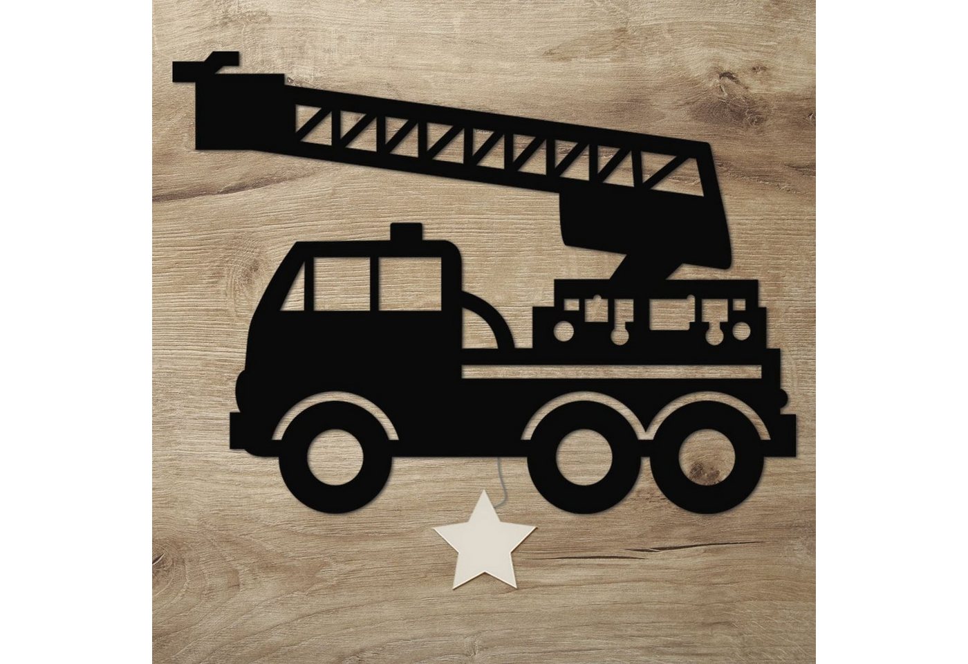 Namofactur LED Dekolicht LED Holz Feuerwehr Wand Lampe Nachtlicht, Mit Sternabdeckung, LED fest integriert, Warmweiß Namofactur LED Dekolicht LED Holz Feuerwehr Wand Lampe Nachtlicht, Mit Sternabdeckung, LED fest integriert, Warmweiß von Namofactur