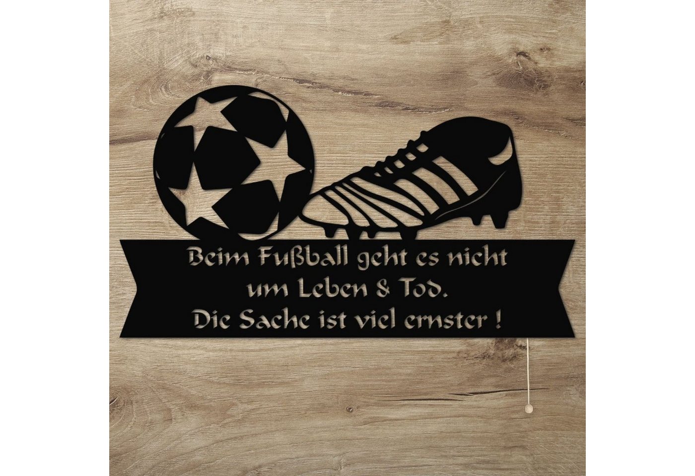 Namofactur LED Dekolicht LED Wandlampe Fußball Holz Wand Deko Lampe I Kinder & Erwachsene, Mit Zugschalter, LED fest integriert, Warmweiß von Namofactur