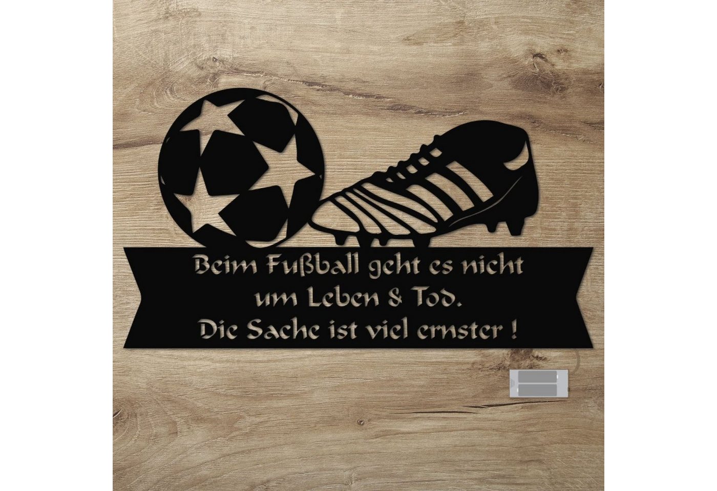 Namofactur LED Dekolicht LED Wandlampe Fußball Holz Wand Deko Lampe I Kinder & Erwachsene, Ohne Zugschalter/Stern, LED fest integriert, Warmweiß von Namofactur