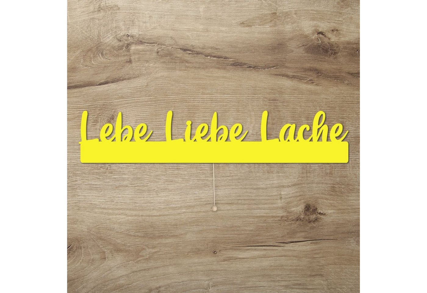 Namofactur LED Dekolicht Lebe Liebe Lache - Dekoobjekt aus Holz mit Lebens Schriftzug, Mit Zugschalter, LED fest integriert, Warmweiß, Wanddekoobjekt Wohnzimmer Leuchte batteriebetrieben von Namofactur