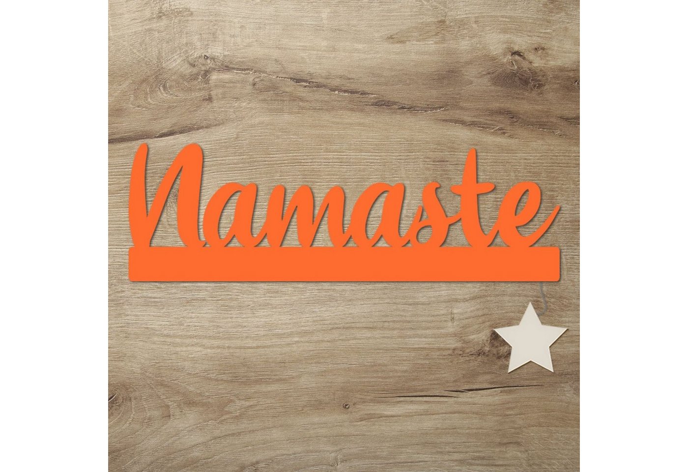 Namofactur LED Dekolicht Namaste - Dekoobjekt aus Holz mit Namaste-Schriftzug, Mit Sternabdeckung, Wanddekoobjekt Wohnzimmer Leuchte batteriebetrieben von Namofactur