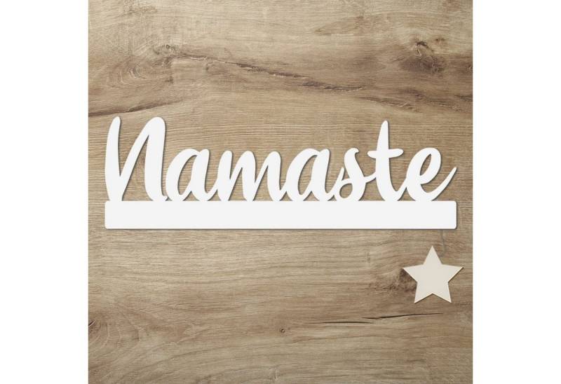 Namofactur LED Dekolicht Namaste - Dekoobjekt aus Holz mit Namaste-Schriftzug, Mit Sternabdeckung, Wanddekoobjekt Wohnzimmer Leuchte batteriebetrieben von Namofactur