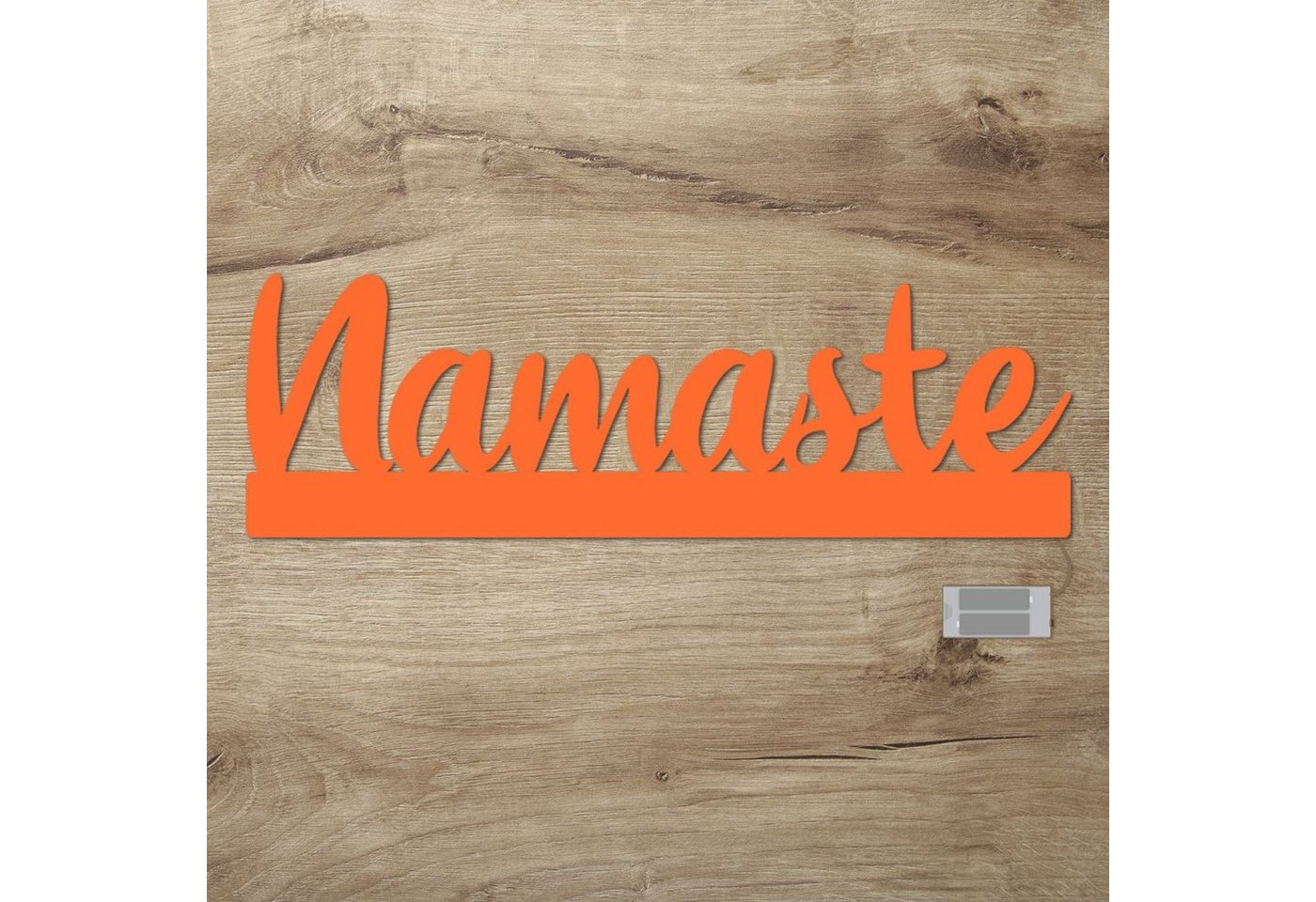 Namofactur LED Dekolicht Namaste - Dekoobjekt aus Holz mit Namaste-Schriftzug, Ohne Zugschalter, Wanddekoobjekt Wohnzimmer Leuchte batteriebetrieben von Namofactur