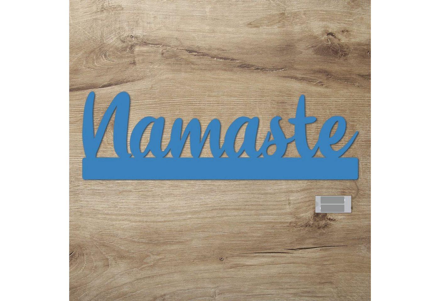 Namofactur LED Dekolicht Namaste - Dekoobjekt aus Holz mit Namaste-Schriftzug, Ohne Zugschalter, Wanddekoobjekt Wohnzimmer Leuchte batteriebetrieben von Namofactur