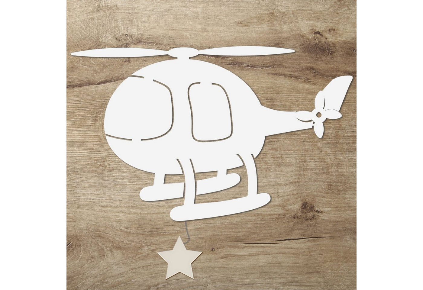 Namofactur LED Dekolicht Wandlampe Helikopter Holz Wand Deko Lampe Nachtlicht I Kinderzimmer, Mit Sternabdeckung, LED fest integriert, Warmweiß von Namofactur