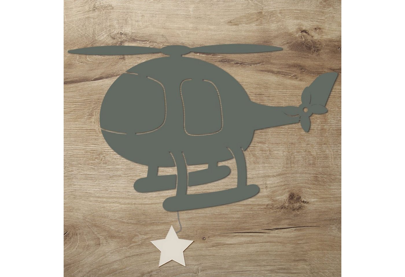 Namofactur LED Dekolicht Wandlampe Helikopter Holz Wand Deko Lampe Nachtlicht I Kinderzimmer, Mit Sternabdeckung, LED fest integriert, Warmweiß von Namofactur