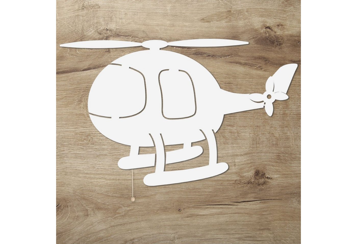 Namofactur LED Dekolicht Wandlampe Helikopter Holz Wand Deko Lampe Nachtlicht I Kinderzimmer, Mit Zugschalter, LED fest integriert, Warmweiß von Namofactur