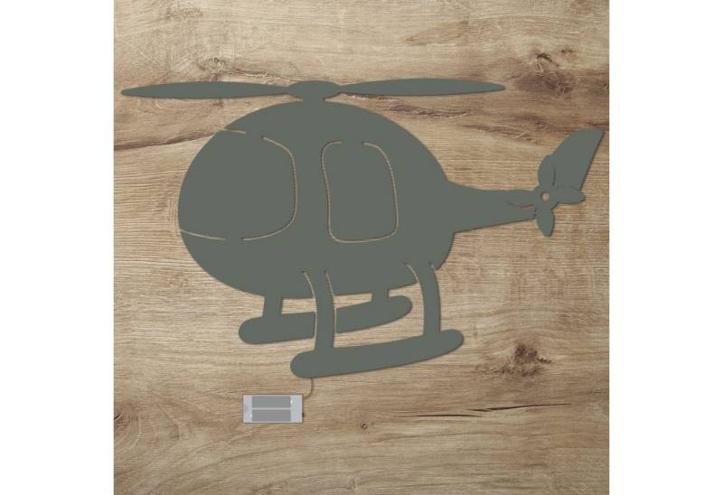 Namofactur LED Dekolicht Wandlampe Helikopter Holz Wand Deko Lampe Nachtlicht I Kinderzimmer, Ohne Zugschalter/Stern, LED fest integriert, Warmweiß von Namofactur