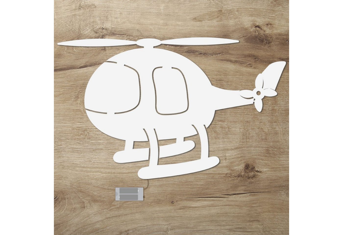 Namofactur LED Dekolicht Wandlampe Helikopter Holz Wand Deko Lampe Nachtlicht I Kinderzimmer, Ohne Zugschalter/Stern, LED fest integriert, Warmweiß von Namofactur