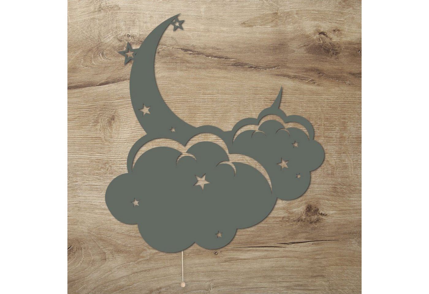 Namofactur LED Dekolicht Wandlampe Mond Wolken Holz Wand Deko Lampe für Kinder I Kinderzimmer, Mit Zugschalter, LED fest integriert, Warmweiß Namofactur LED Dekolicht Wandlampe Mond Wolken Holz Wand Deko Lampe für Kinder I Kinderzimmer, Mit Zugschalter, LED fest integriert, Warmweiß von Namofactur