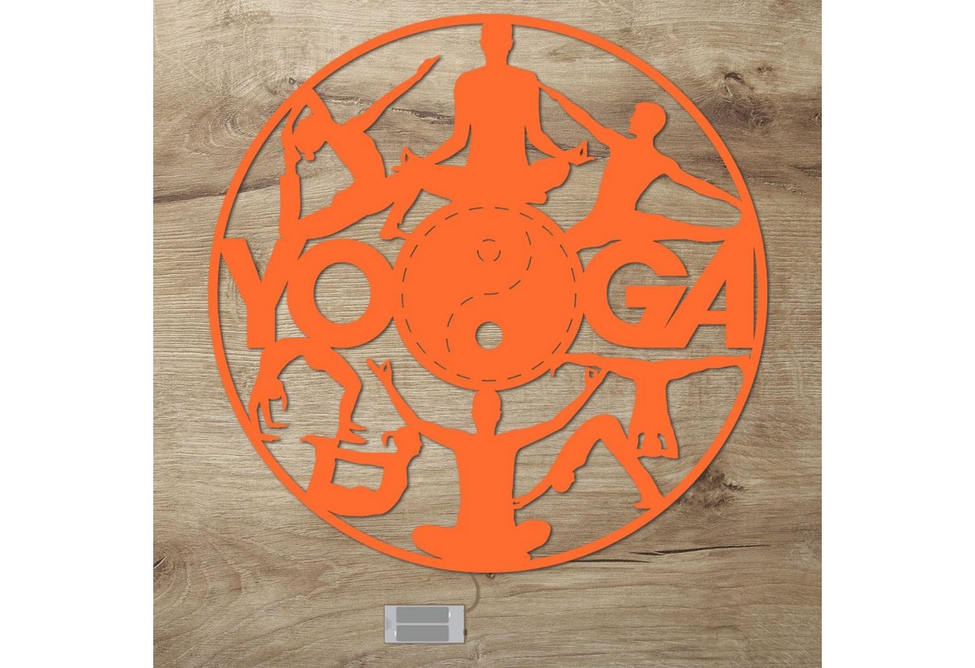 Namofactur LED Dekolicht Yoga Yin Yang LED Holz Wanddeko, Ohne Zugschalter/Stern, LED fest integriert, Warmweiß von Namofactur