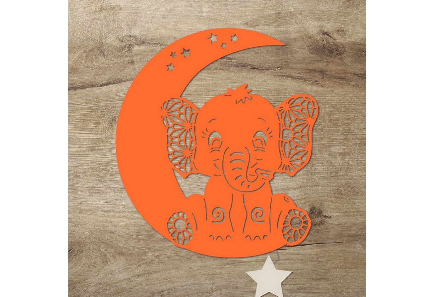 Namofactur LED Nachtlicht Elefant auf Mond - Schlaflicht mit Elefanten Motiv für Kleinkinder, Mit Sternabdeckung, LED fest integriert, Warmweiß, Wanddekoobjekt Kinderzimmer Leuchte batteriebetrieben von Namofactur