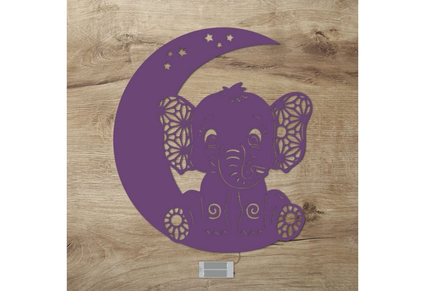 Namofactur LED Nachtlicht Elefant auf Mond - Schlaflicht mit Elefanten Motiv für Kleinkinder, Ohne Zugschalter, LED fest integriert, Warmweiß, Wanddekoobjekt Kinderzimmer Leuchte batteriebetrieben Namofactur LED Nachtlicht Elefant auf Mond - Schlaflicht mit Elefanten Motiv für Kleinkinder, Ohne Zugschalter, LED fest integriert, Warmweiß, Wanddekoobjekt Kinderzimmer Leuchte batteriebetrieben von Namofactur