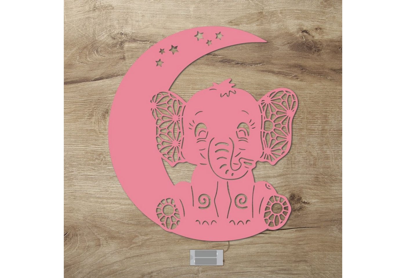 Namofactur LED Nachtlicht Elefant auf Mond - Schlaflicht mit Elefanten Motiv für Kleinkinder, Ohne Zugschalter, LED fest integriert, Warmweiß, Wanddekoobjekt Kinderzimmer Leuchte batteriebetrieben Namofactur LED Nachtlicht Elefant auf Mond - Schlaflicht mit Elefanten Motiv für Kleinkinder, Ohne Zugschalter, LED fest integriert, Warmweiß, Wanddekoobjekt Kinderzimmer Leuchte batteriebetrieben von Namofactur