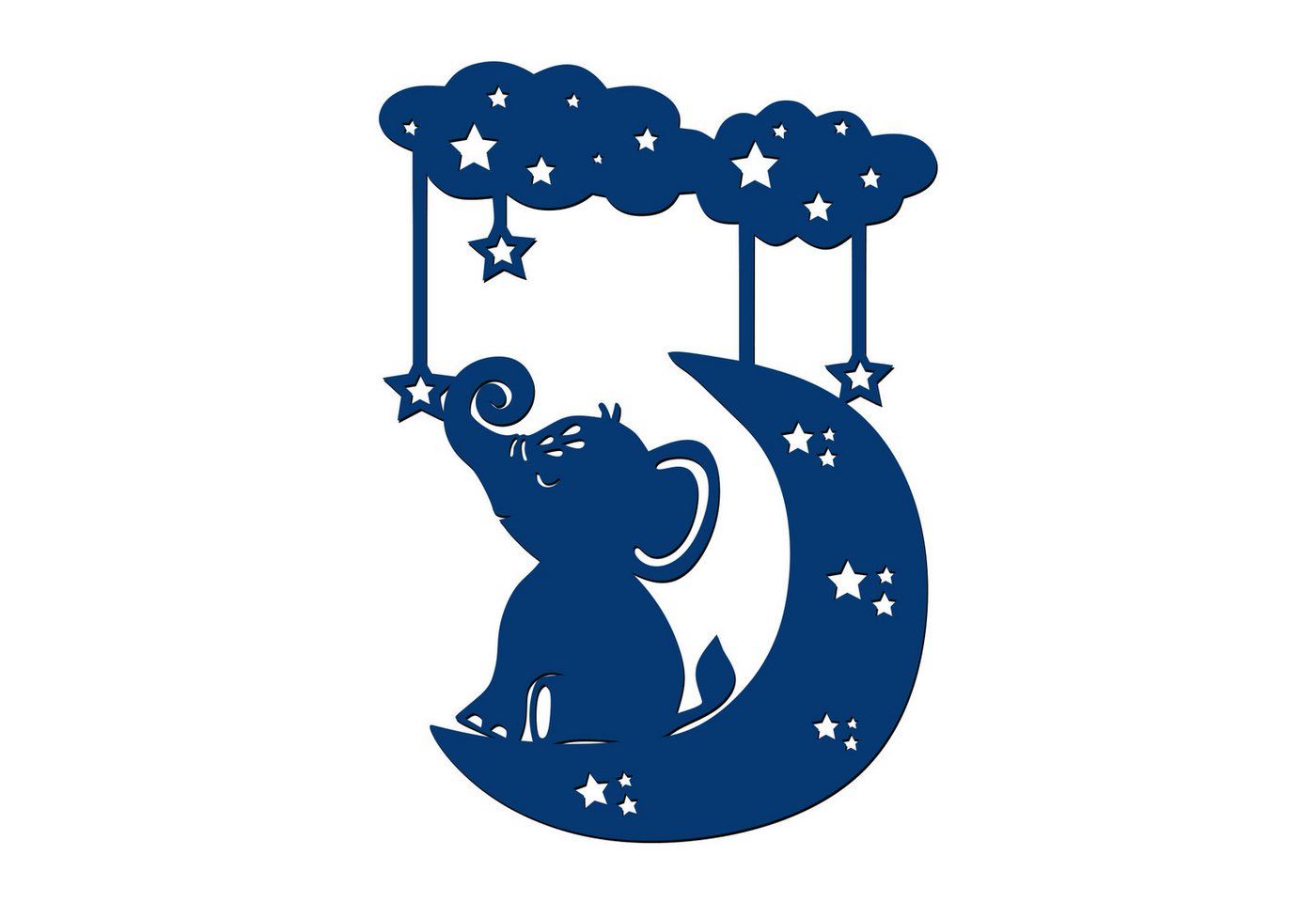 Namofactur LED Nachtlicht Elefant auf Wolke im Sternenhimmel - Schlaflicht mit Elefanten Motiv, Mit Zugschalter, LED fest integriert, Warmweiß, Wanddekoobjekt Kinderzimmer Leuchte batteriebetrieben von Namofactur