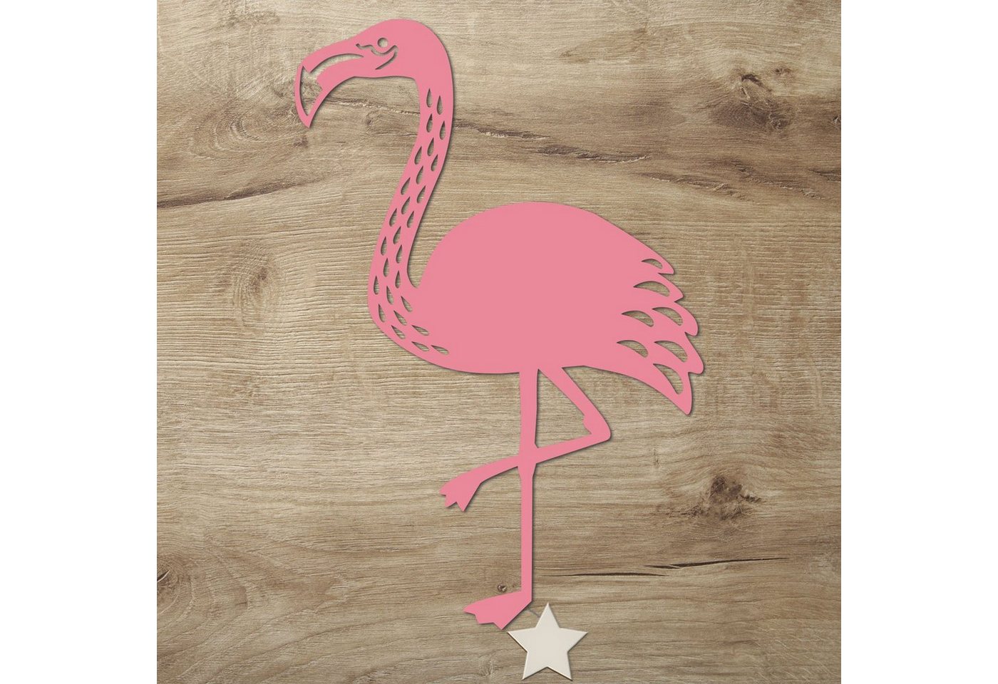 Namofactur LED Nachtlicht Flamingo Wandlampe, Nachtlicht Flamingo Holz Wand Deko Lampe Kinder, Mit Sternabdeckung, LED fest integriert, Warmweiß von Namofactur