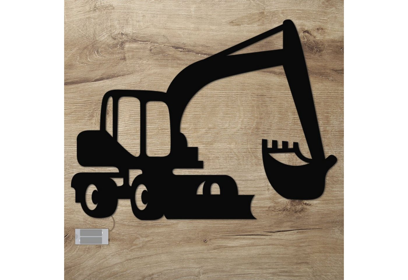 Namofactur LED Nachtlicht Wandlampe Bagger Holz Wand Deko Lampe Nachtlicht I Kinderzimmer, Ohne Zugschalter/Stern, LED fest integriert, Warmweiß Namofactur LED Nachtlicht Wandlampe Bagger Holz Wand Deko Lampe Nachtlicht I Kinderzimmer, Ohne Zugschalter/Stern, LED fest integriert, Warmweiß von Namofactur