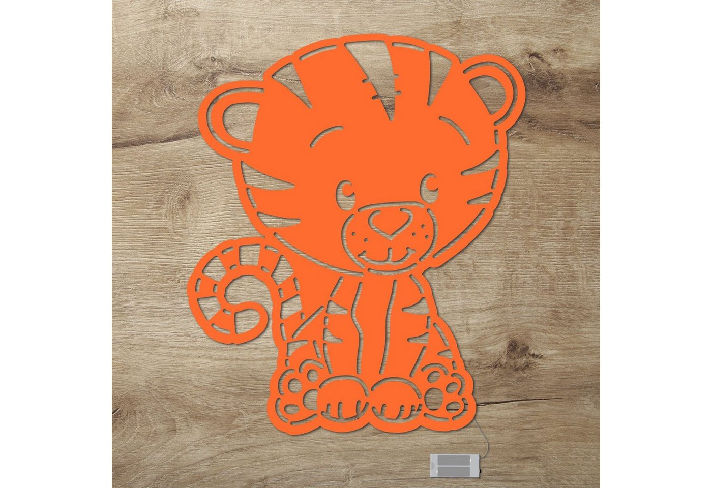 Namofactur LED Nachtlicht Wandlampe Tiger Baby Holz Wand Deko Lampe für Kinder I Kinderzimmer, Ohne Zugschalter/Stern, LED fest integriert, Warmweiß von Namofactur