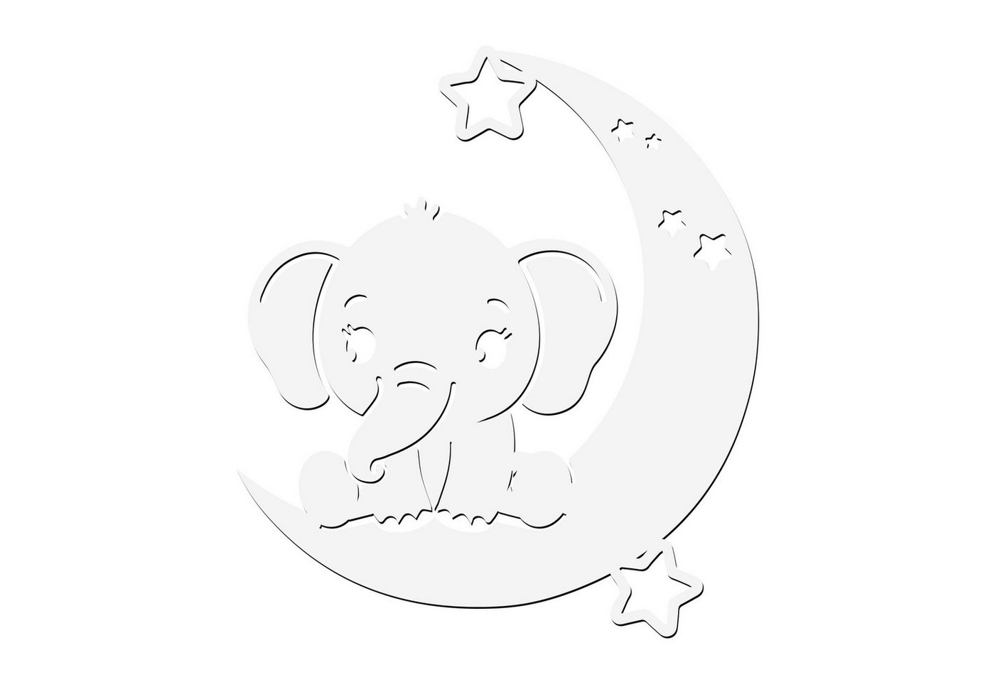 Namofactur LED Wandleuchte Baby Elefant auf Mond - Schlaflicht mit Elefanten Motiv für Kinder, Mit Sternabdeckung, LED fest integriert, Warmweiß, Wanddekoobjekt, Wohnzimmer Leuchte, batteriebetrieben von Namofactur