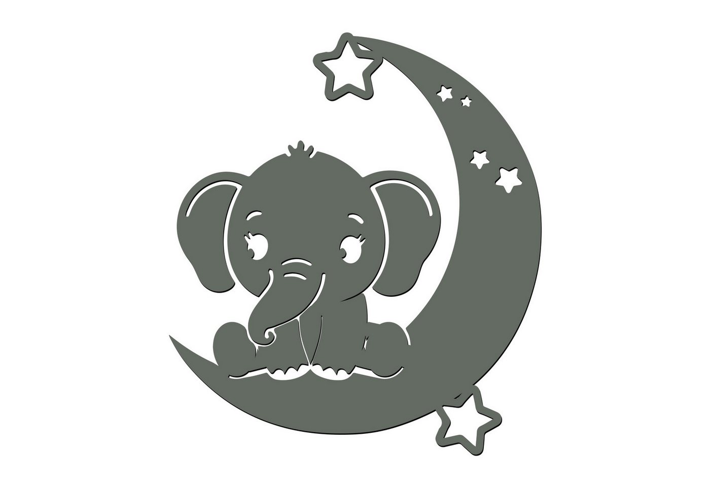 Namofactur LED Wandleuchte Baby Elefant auf Mond - Schlaflicht mit Elefanten Motiv für Kinder, Mit Sternabdeckung, LED fest integriert, Warmweiß, Wanddekoobjekt, Wohnzimmer Leuchte, batteriebetrieben von Namofactur