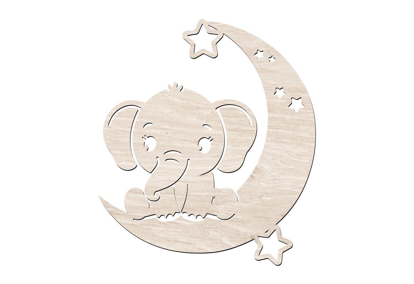 Namofactur LED Wandleuchte Baby Elefant auf Mond - Schlaflicht mit Elefanten Motiv für Kinder, Mit Zugschalter, LED fest integriert, Warmweiß, Wanddekoobjekt, Wohnzimmer Leuchte, batteriebetrieben von Namofactur