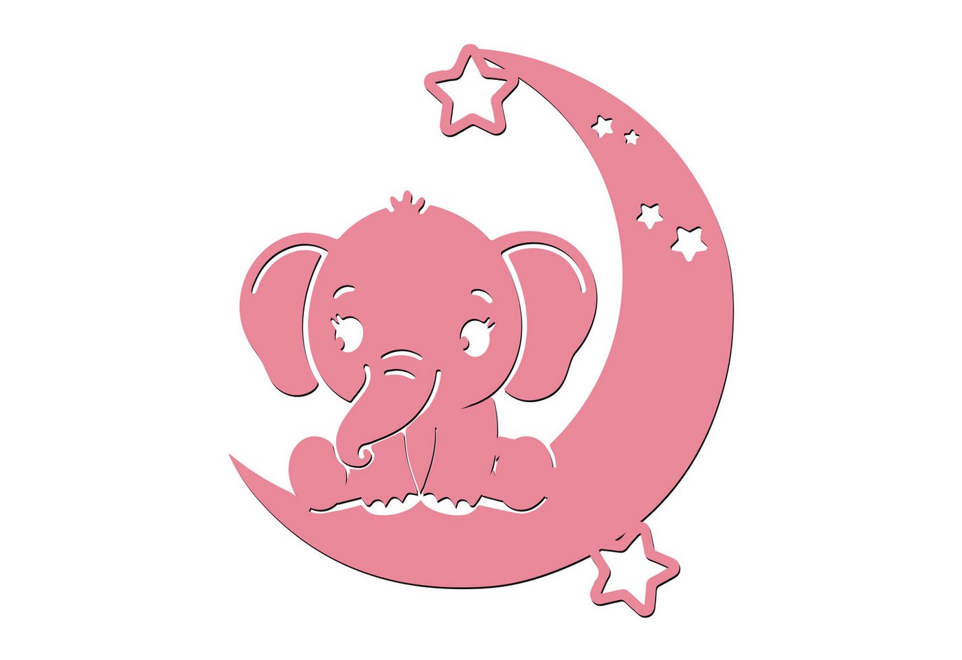 Namofactur LED Wandleuchte Baby Elefant auf Mond - Schlaflicht mit Elefanten Motiv für Kinder, Ohne Zugschalter/Stern, LED fest integriert, Warmweiß, Wanddekoobjekt, Wohnzimmer Leuchte, batteriebetrieben von Namofactur