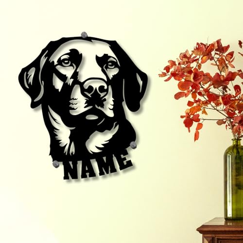 Namofactur Labrador Hunde Wandlicht aus HDF Schwarz lackiert I Personalisierbare Geschenke für Männer Frauen Jäger I Hunderasse Holzdeko mit Beleuchtung I Größe 35 x 39 cm von Namofactur