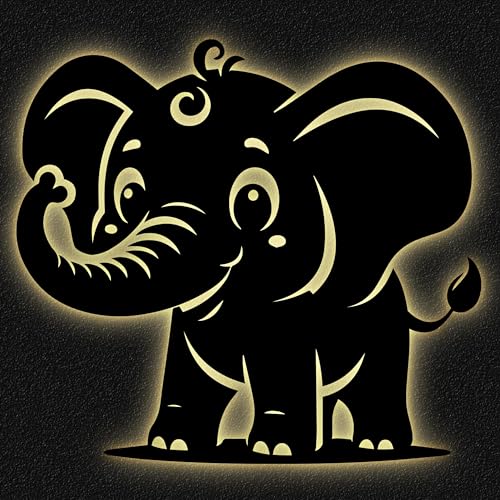 Namofactur Süßer Elefant Baby Dekolampe DIY-Set aus MDF-Holz – LED Schlummerlicht & Einschlafhilfe für Kinderzimmer, Wanddeko, 12 Farboptionen von Namofactur