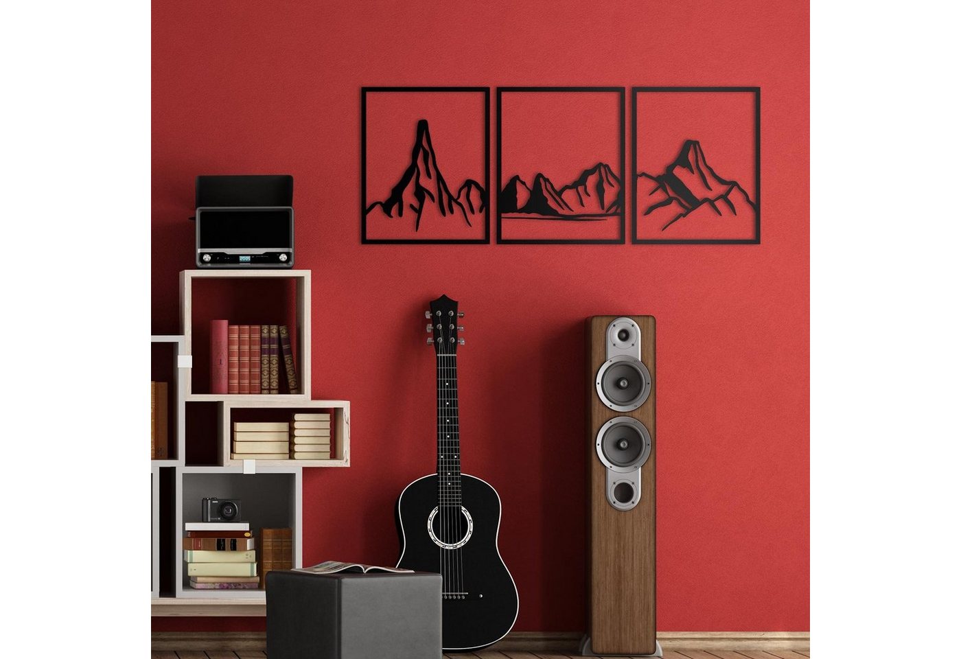 Namofactur Wanddekoobjekt 'Berge' Wandbild Wand Dekor aus Holz (3 St., 3-teilig), moderne Panel Wandkunst Berg Panorama in 3 Einzelbildern von Namofactur