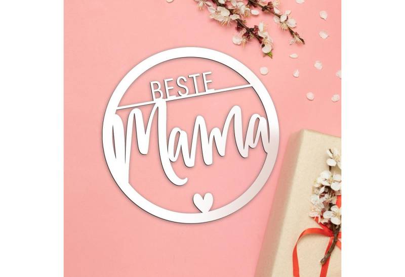 Namofactur Wanddekoobjekt Deko Holzreifen Schrift Beste Mama" Text aus Holz Geschenk Muttertag, Geburtstag Herz Spruch, zum Aufhängen, Schild rund, Hoop, Ring" von Namofactur