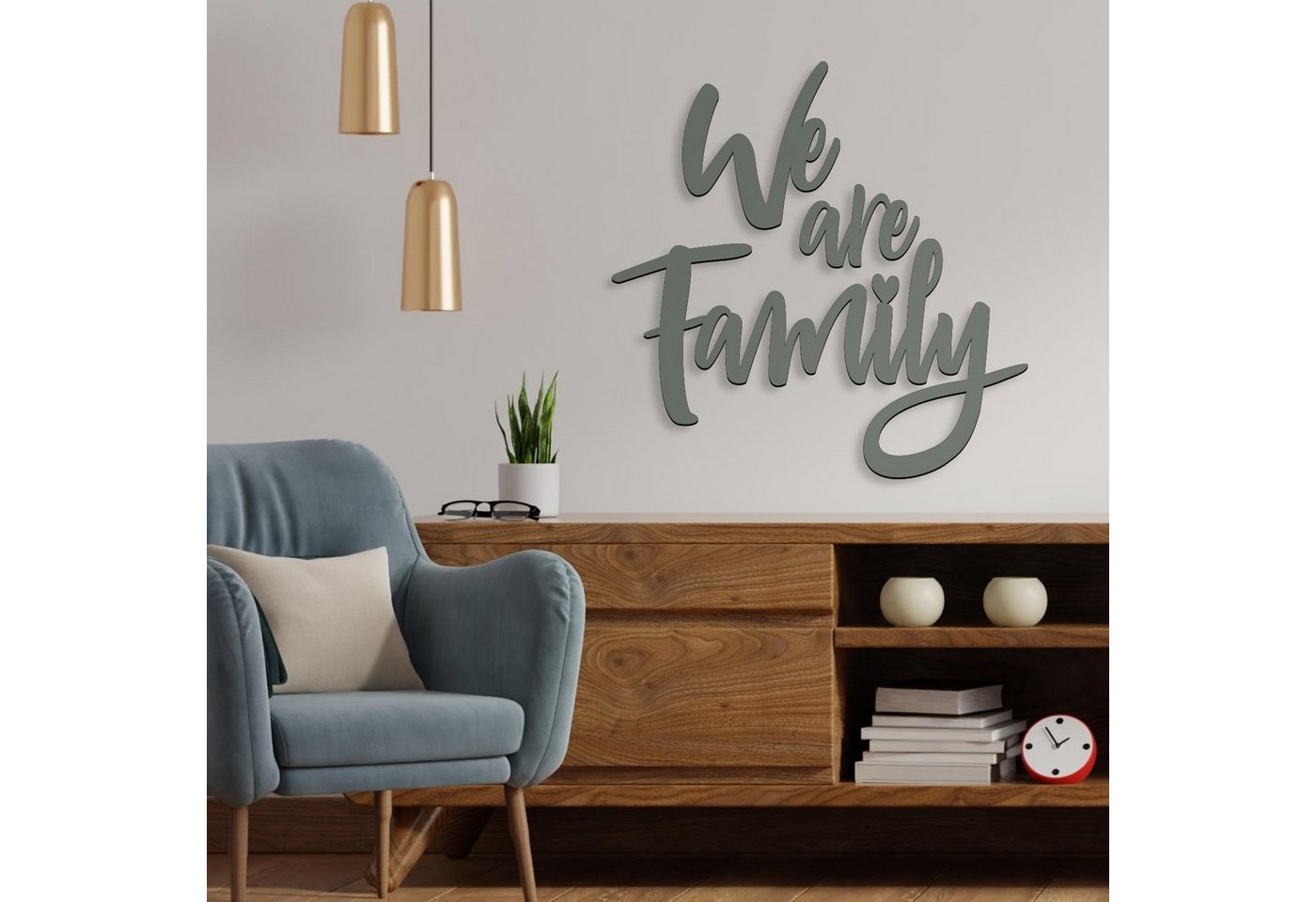 Namofactur Wanddekoobjekt Wandtattoo Schriftzug We are Family" Wandbild Text aus Holz (3-teilig), Moderne Wandgestaltung für Foto Wand Collage" von Namofactur