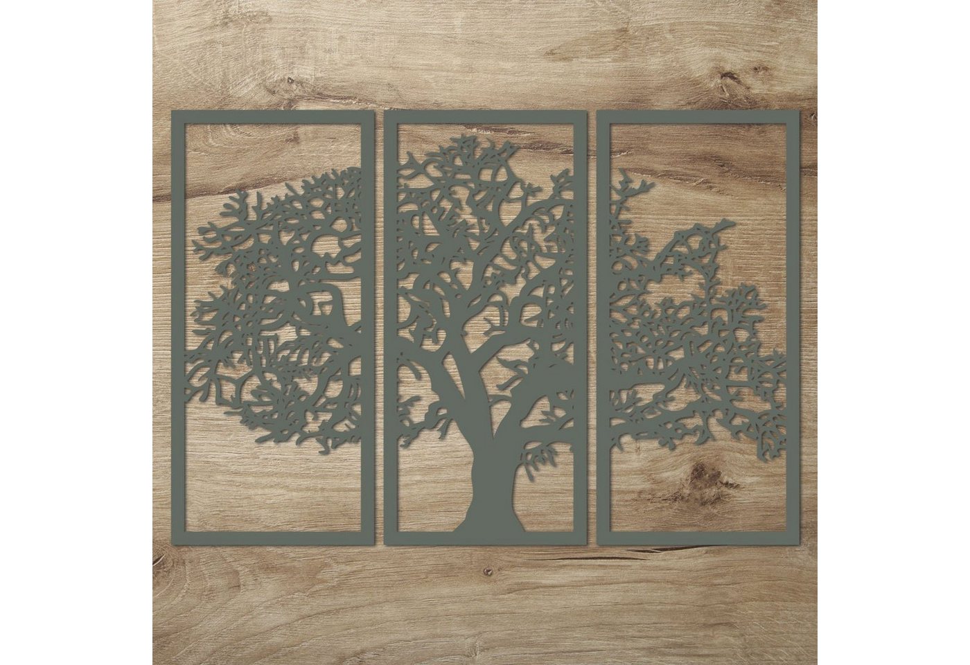 Namofactur Wanddekoobjekt XXL Baum im Rahmen Wandbild aus Holz (3-teilig), Wanddeko 'Baum' Wandgestaltung für dein Wohnzimmer / Schlafzimmer von Namofactur