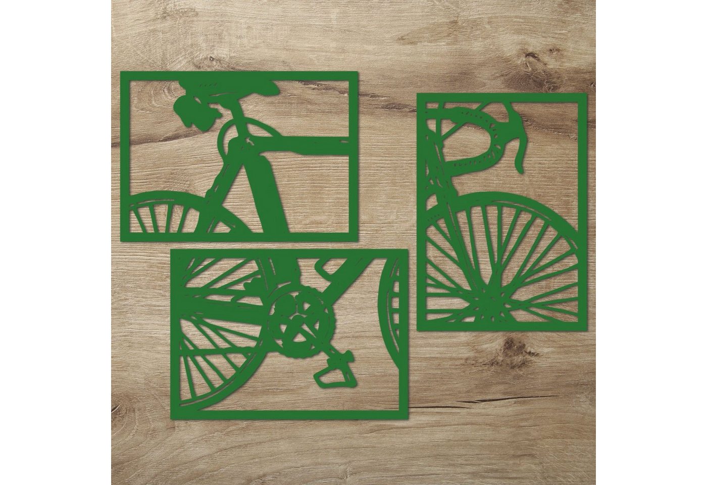 Namofactur Wanddekoobjekt XXL Fahrrad Wandbild aus Holz (3-teilig), Außergewöhnliches Holz-Wandtattoo für Dein zuhause von Namofactur