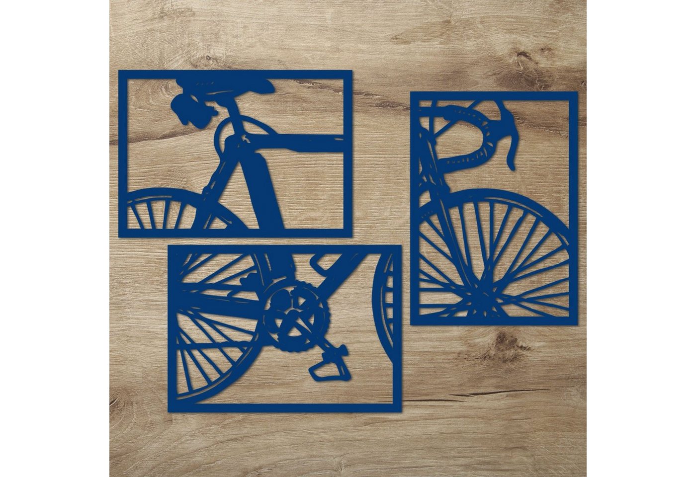 Namofactur Wanddekoobjekt XXL Fahrrad Wandbild aus Holz (3-teilig), Außergewöhnliches Holz-Wandtattoo für Dein zuhause von Namofactur