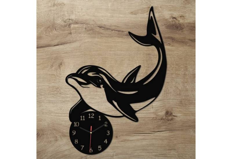 Namofactur Wanduhr Wanduhr Delfin Geschenke Delphin aus Holz I Geschenk Kinderzimmer (Delfin) von Namofactur