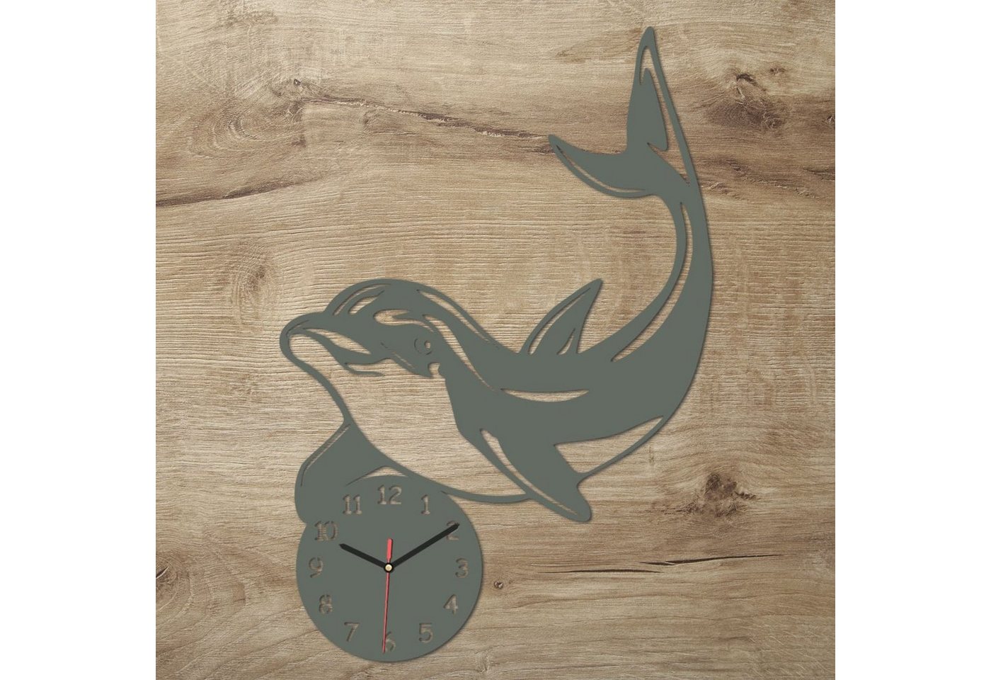 Namofactur Wanduhr Wanduhr Delfin Geschenke Delphin aus Holz I Geschenk Kinderzimmer (Delfin) von Namofactur