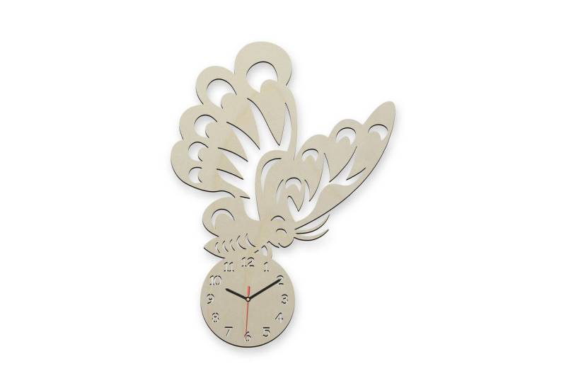 Namofactur Wanduhr Wanduhr Schmetterling Geschenk Schmetterlinge aus Holz I Kinderzimmer (Schmetterling) von Namofactur