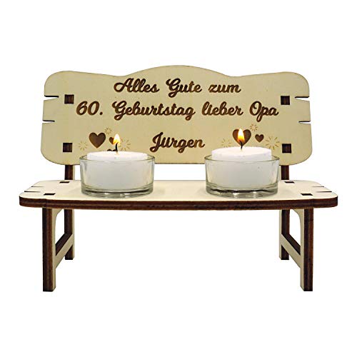 Opa Geburtstagsgeschenk - Teelichthalter personalisiert mit Namen I Holz Geschenke von Enkel zu Weihnachten von Namofactur