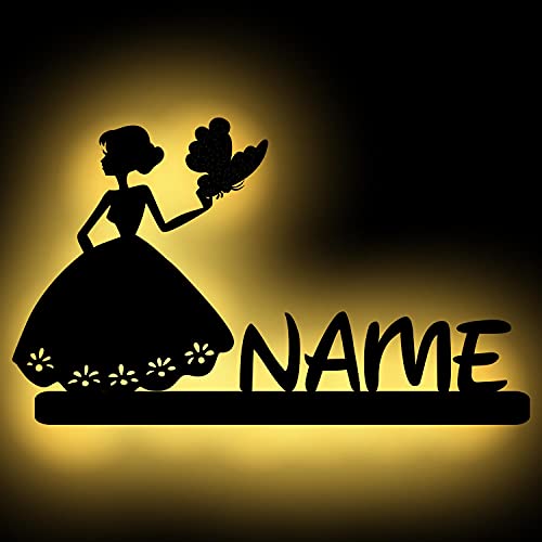 Personalisierbare Prinzessin Led Wand-Lampe Nachtlicht Schlummerlicht Geschenk für Kinder & Babys I Baby-Geschenke zur Geburt & Taufe für Mädchen von Namofactur