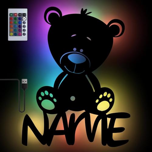 Personalisiertes Bärchen Farbwechsel Wand-Licht Nachtlicht Geschenke mit Namen Schlummerlicht Holz Wand-Lampe I USB + Fernbedienung Personalisiertes Bärchen Farbwechsel Wand-Licht Nachtlicht Geschenke mit Namen Schlummerlicht Holz Wand-Lampe I USB + Fernbedienung von Namofactur
