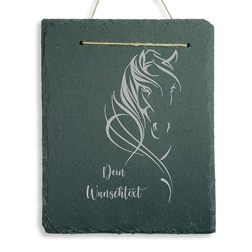 Namofactur Pferdefreunde Geschenke für Mädchen Frauen & Erwachsene Pferdebesitzer | Schiefertafel mit Holz Gestell | personalisiert als Geschenkidee Pferd von Namofactur