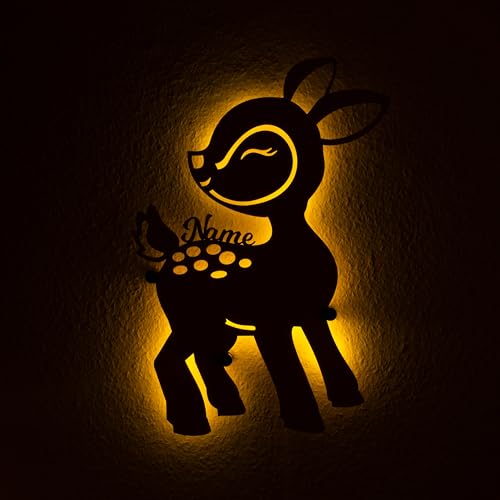 Nachtlicht "Rehkitz" aus Holz | personalisierbare Geschenk-Idee zur Geburt. Taufe oder Geburtstag | Schlummerlicht für Babies und Kinder | mit Farb- und LED/RGB-Optionen Nachtlicht "Rehkitz" aus Holz | personalisierbare Geschenk-Idee zur Geburt. Taufe oder Geburtstag | Schlummerlicht für Babies und Kinder | mit Farb- und LED/RGB-Optionen von Namofactur