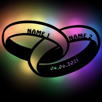 Ringe Deko Schild Namensschild Türschild Holz Personalisiert Mit 2 Namen Und Datum I Geschenke Zur Hochzeit Hochzeitstag Farbe Led von Namofactur
