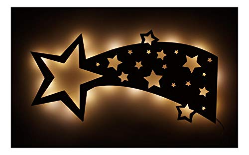 Sternschnuppe Geschenke Holz Dekoration Kinderzimmer Babyzimmer Wohnung Wandlampe I Batteriebetriebene LED Hintergrundbeleuchtung Sternschnuppe Geschenke Holz Dekoration Kinderzimmer Babyzimmer Wohnung Wandlampe I Batteriebetriebene LED Hintergrundbeleuchtung von Namofactur