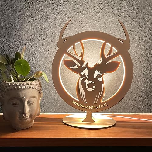 Tischlampe aus Holz – Personalisiert mit Name, Hirsch Motiv, USB-Betrieb, Geschenke für Jäger und Jagdvereine Tischlampe aus Holz – Personalisiert mit Name, Hirsch Motiv, USB-Betrieb, Geschenke für Jäger und Jagdvereine von Namofactur