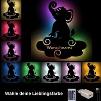 Usb Farbwechsel Elefant Auf Wolke Holz Wand Lampe Nachtlicht Schlummerlicht Personalisiert Mit Namen von Namofactur
