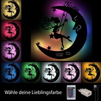 Usb Farbwechsel Fee Auf Mond Holz Wand Lampe Nachtlicht Schlummerlicht Personalisiert Mit Namen Als Geschenk Zur Geburt & Taufe Usb Farbwechsel Fee Auf Mond Holz Wand Lampe Nachtlicht Schlummerlicht Personalisiert Mit Namen Als Geschenk Zur Geburt & Taufe von Namofactur