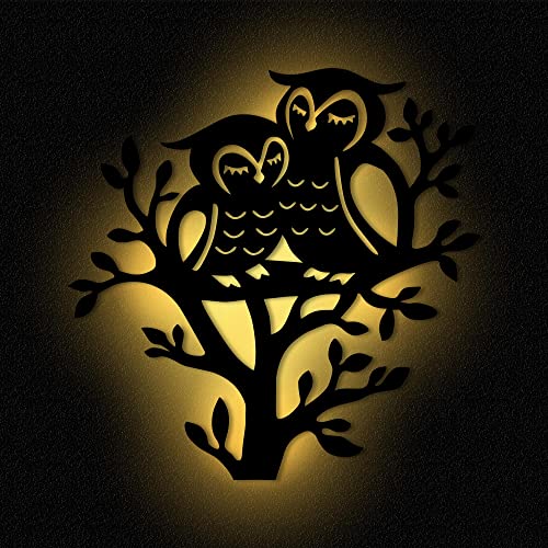 Wandlampe Eulen auf Baum I Nachtlicht Schlummerlicht Kinderzimmer Kinder Mädchen Junge I MDF Holz Batteriebetrieb Wandlampe Eulen auf Baum I Nachtlicht Schlummerlicht Kinderzimmer Kinder Mädchen Junge I MDF Holz Batteriebetrieb von Namofactur